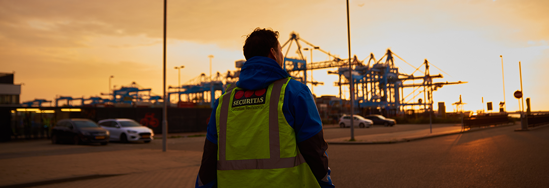 Engineer walking in port of Rotterdam